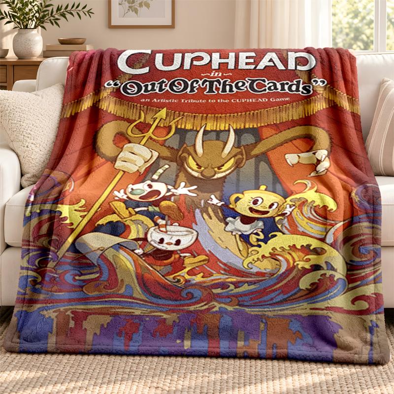 Cuphead blanket Flannel Blanket Soft Cozy Plush Throw for Sofa Bed Lightweight Home Decoration Outdoor camping