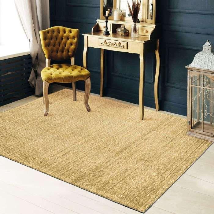 Tapis salon en laine coton ocre 120x170