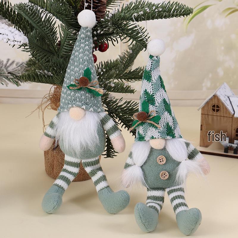 Striped Knit Hat Rudolph Gnome Ornament: Christmas Hanging Decoration