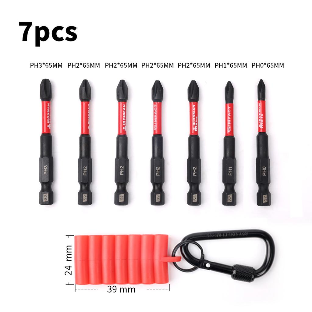 7 Stück Professioneller Mini Schraubendreher Bit Magnetischer Treiber Phillips Kreuz PH0 PH1 PH2 PH3 65MM Batchkopf Aufbewahrungsstreifen Handwerkzeugsatz