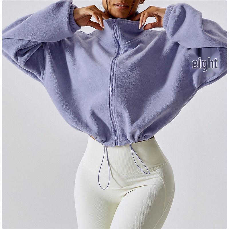 Women's Windproof Sports Jacket - Warm, Velvet-Lined, Loose Fit for Autumn/Winter Running, Training & Fitness.