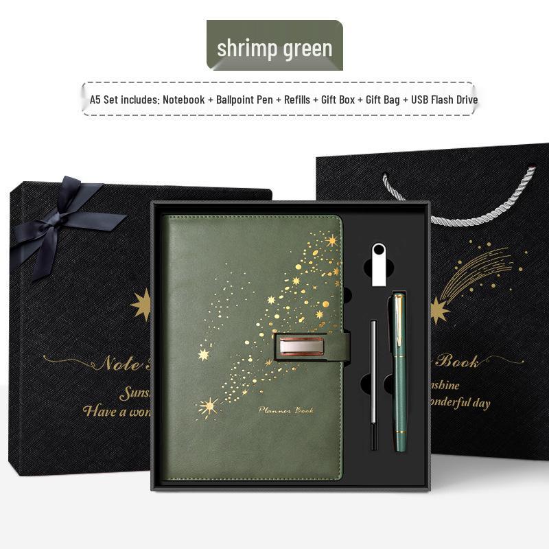 Set de regalo de cuaderno Star Double Line 2026: Libro de registro de reuniones de negocios y oficina de mayor grosor