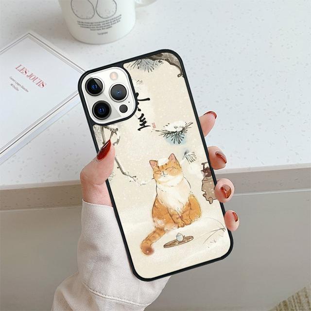 Japanese Cat Culture Aesthetic Art Phone Case For iPhone 17 Air 14 15 16 13 12 Cover For Apple Pro Max Plus