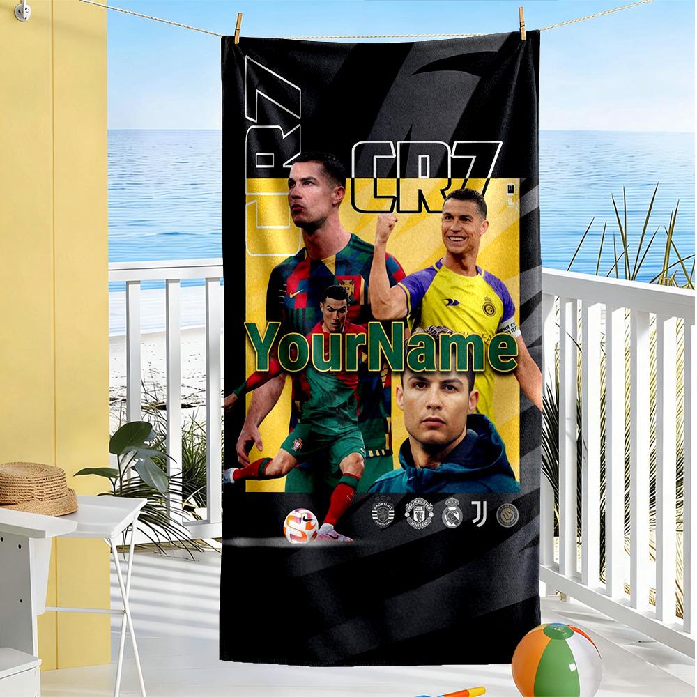 Cristiano Ronaldo Personalized Text Beach Towel Super Soft Microfiber Quickdry Fabric Portable for SwimmingBeachCamping Travel Beach AccessoriesGym