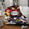 1pc Demon Slayer Flannel Throw Blanket HD Printed Lightweight Soft Warm All Season Blanket for Sofa, Bed, Travel, Camping Machine Washable