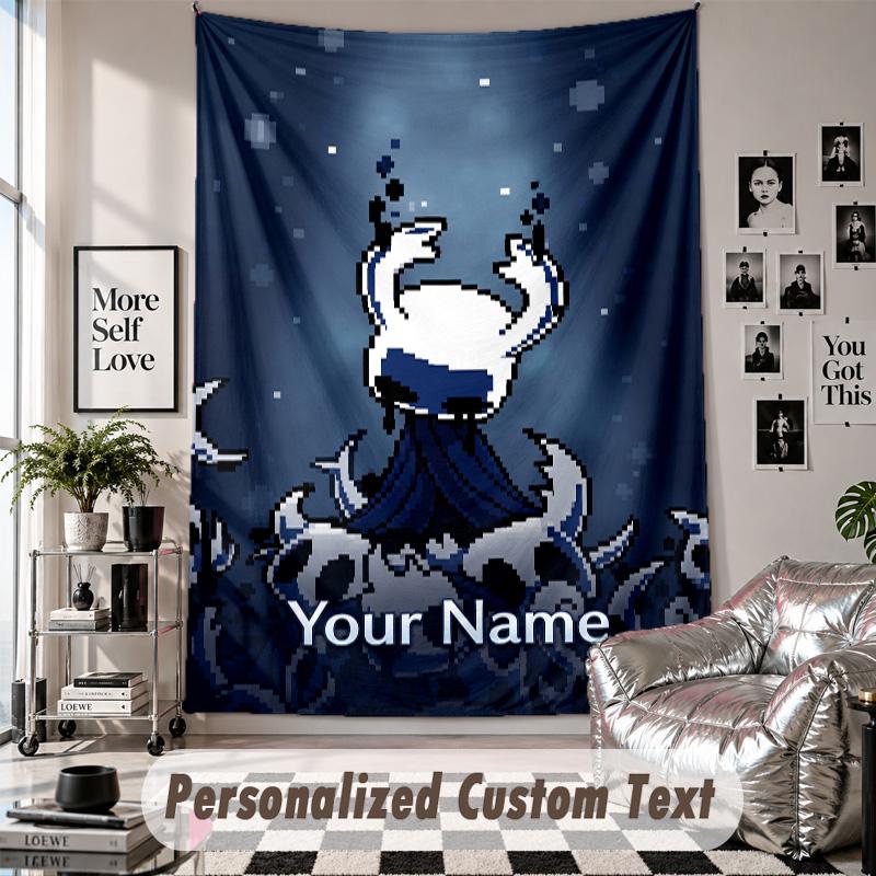 Custom Tapestry Wall Hanging, Hollow Knight Personalized Name Text Home Wall Decor