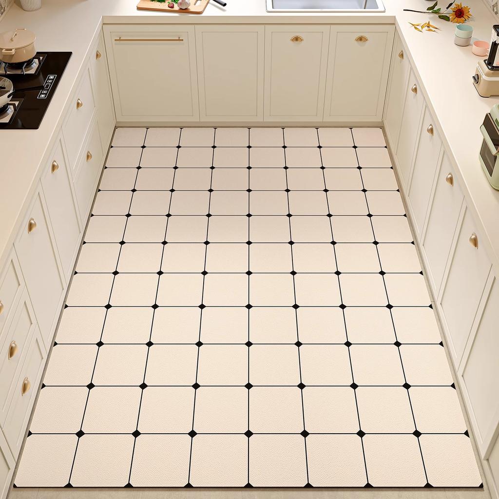 Kitchen Floor Mat Waterproof Oil-proof PVC Vinyl Rug Anti-fouling Non-slip Foot Mats Large Size Balcony Carpet Tapetes Alfombra