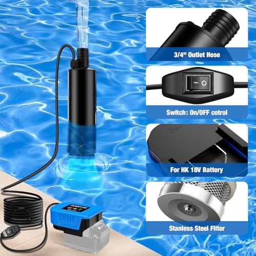 DEWDYS Cordless Oil/Water Pump, Compatible with Hikoki (Hitachi) 18V-36V Battery, 120W Cordless Rain Barrel Water Transfer Pump, Electric Utility Pump