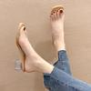 Women Sandals Summer Fashion Luxury New Beach Ladies Clear Sandal Comfortable High Heels Woman Transparent Medium Heel Shoes