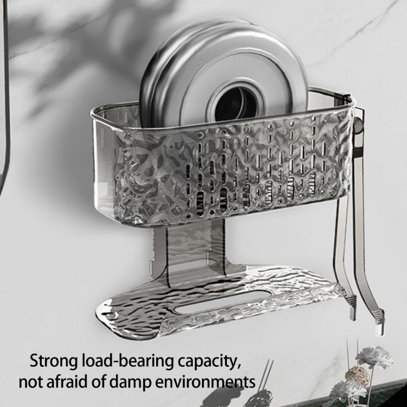 Bathroom Organizers Suction Cup Shelf With Double Layers Ventilated Storage Shelf For Shower Essential And Cosmetics