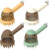 Escova de Banho para Animais de Estimação com Cerdas de Silicone 2 em 1 para Cães e Gatos com Dispensador de Sabão Embutido Ferramentas de Massagem Esfoliantes para Higiene de Animais