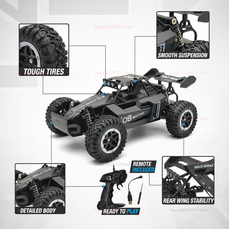 DK087 1:16 2WD Brushless High-Speed Off-Road Remote Control Drift Racing Car 20KM/H with LED Lighting 2x2 RC Truck Car Model Toy