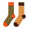 Unisex A/B Style Asymmetrical Cartoon Mid-Calf Cotton Socks