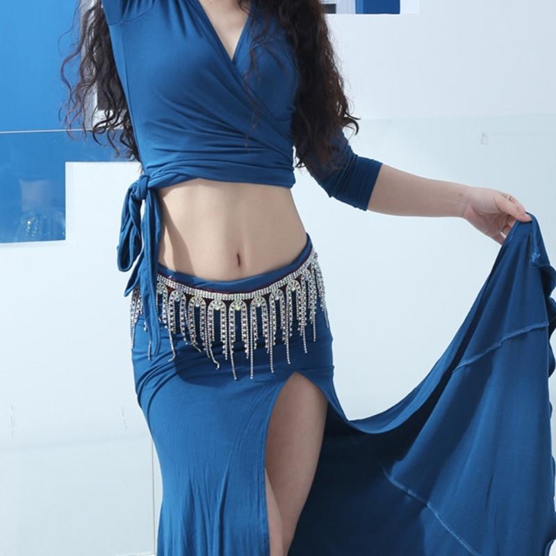 Crystal Studded Gold Silver Belly Dance Belt Adjustable Body Jewelry Tassels Body Jewelry