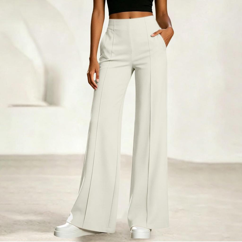 Women's High Waist Wide Leg Pants - Loose Fit Casual Trousers for Everyday Wear