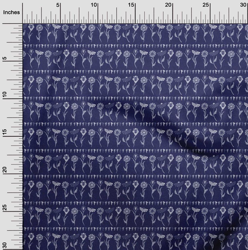 oneOone Cotton Flex Dark Blue Fabric Block Sewing Material Print Fabric By The Yard 40 Inch