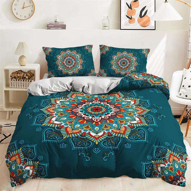 Mandala Duvet Cover Set Twin King For Girl Teen Bohemian Floral Bedding Set Microfiber Exotic Tribal Paisley Flowers Quilt Cover