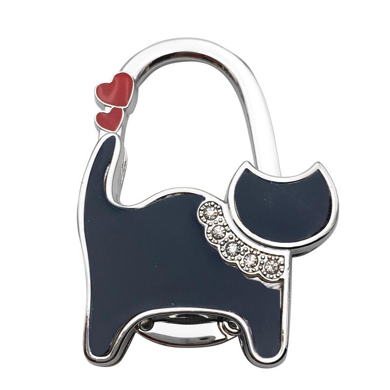 Two-heart Cat Bag Hook: Customizable Logo, Inner-Folding Table Edge Hook for Ladies