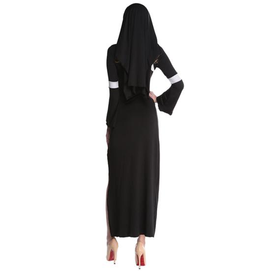 Halloween Sexy jeptiška ženy pro dospělé s dlouhými rukávy High Split Party Cosplay maškarní šaty