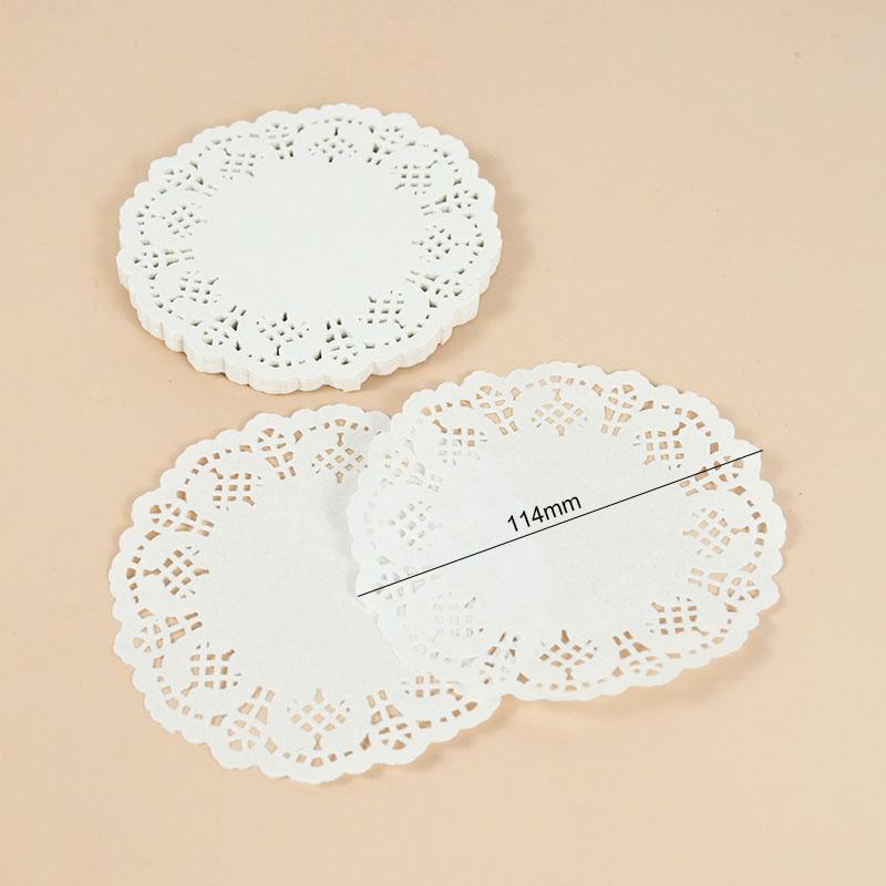 100pcs White Round Lace Paper Doilies Coaster Placemat Cake Mat DIY Gift Packaging Craft Wedding Birthday Party Table Decoration
