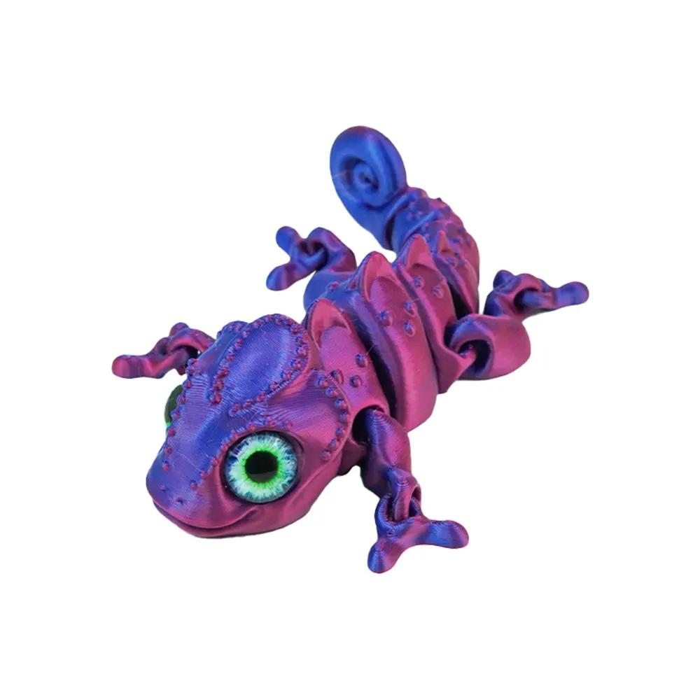 3D Printing Chameleon Figures Multi-Joint Movable Simulation Eyes for Home Accessories Kids Gift Living Room Decoration