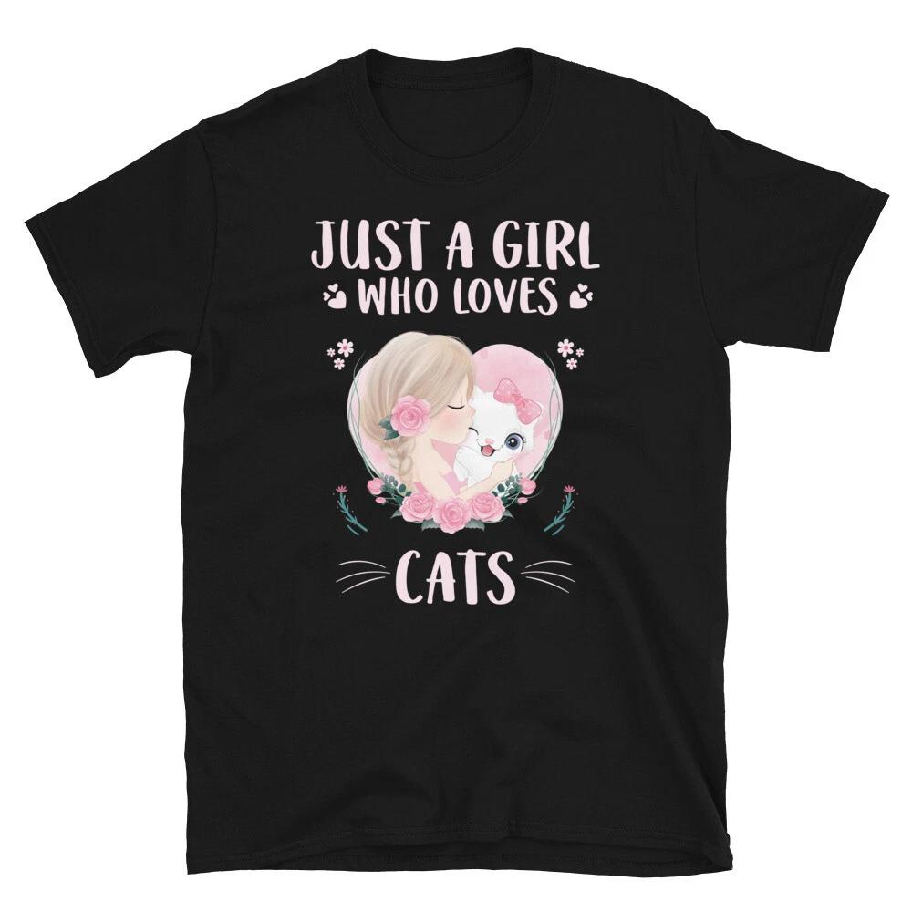 Girl Who Loves Cats Cute Cat Funny Animal Kitty Cats T-Shirt 3XL