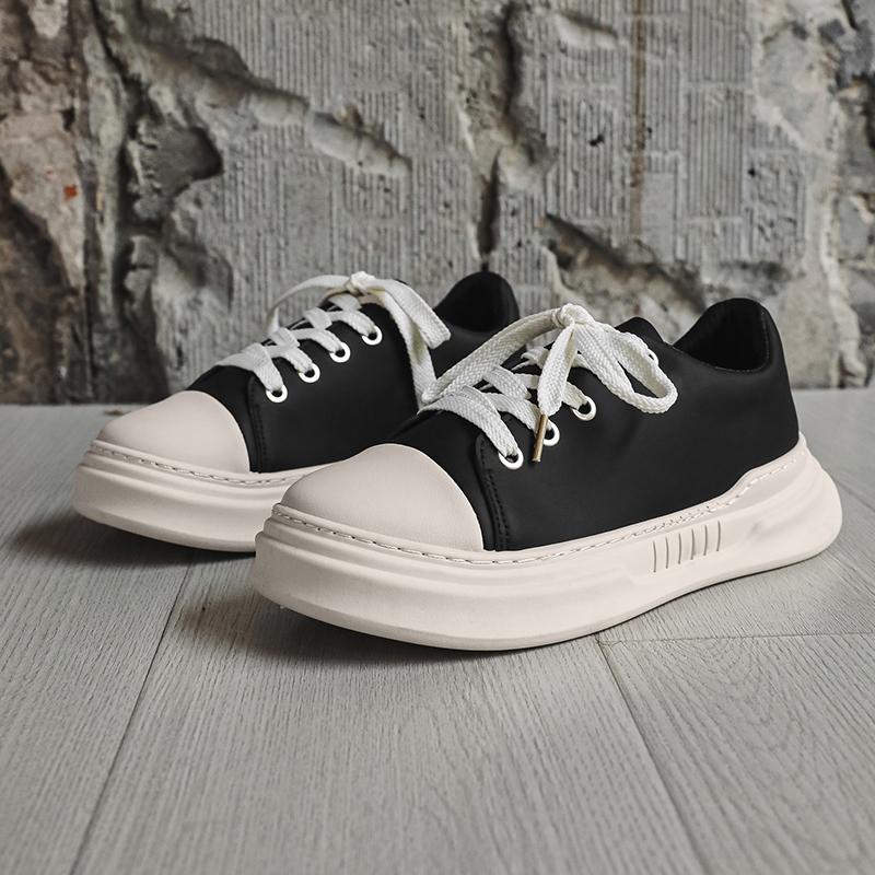 Fashion Split Leather Mens Walking Shoes Comfortable Casual Shoes Lace Up Male Running Sneakers New Vulcanize Shoes Skateboard Footwear