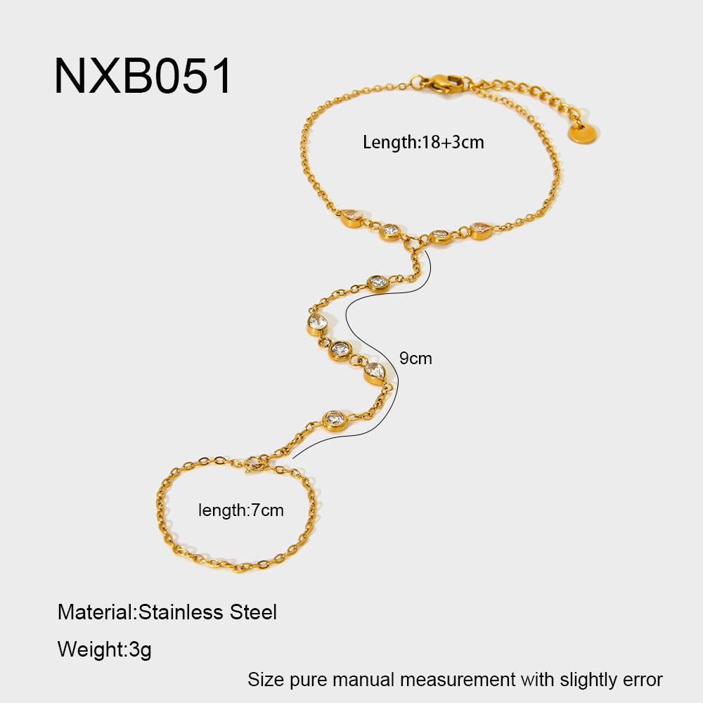 European and American personalized fashion round small zircon plated 18K gold stainless steel bracelet light luxury versatile hand jewelry women