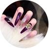 Luxurious Purple Cat Eye Zirconia Nail Art - Sparkling Handcrafted Autumn/Winter Collection