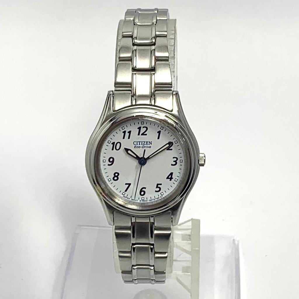 Used 759 Working Item CITIZEN Eco-Drive Women's Watch Solar Powered 3 Hands White Arabic Numerals Popular Rare E031-S048401