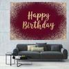 1 Piece of 2D Flat Party Banner, Wine Red and Gold Birthday Celebration Party Background Glitter Powder, Polyester Material