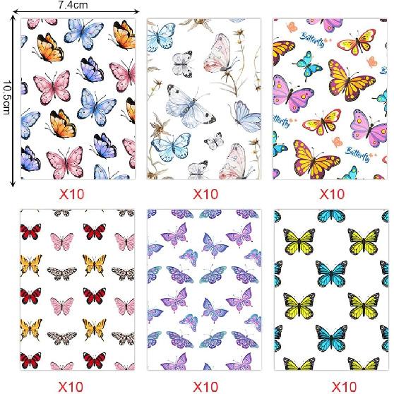 60 Pieces Diamond Painting Release Paper Butterfly Style Single Side Release Sheets Decorative Paper Cover Replacements for 5D Diamond Art Tool
