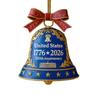 USA 250th Anniversary Bell Ornament Golden-Plated Metal Pendant Durable Collectible Decor Christmas Themed Decorative Bell