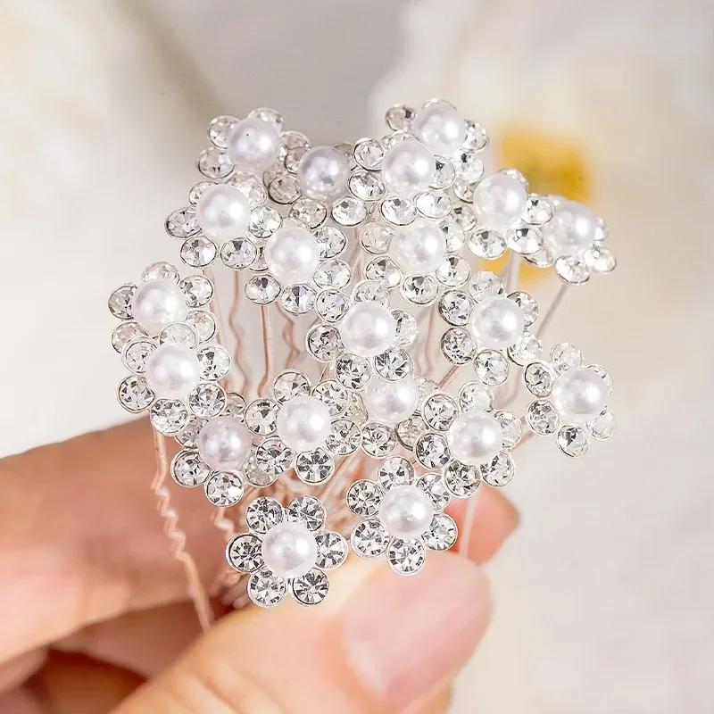 10Pcs Creative Pearl Crystal Hair Clip Wedding Bride Bridesmaid Hair Accessory Hair Clip Women's Gift Accessory Wholesale