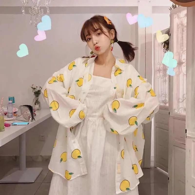 

Свободная шифоновая солнцезащитная рубашка. Маленький кардиган с длинными рукавами и кондиционером. Женская летняя одежда. Женские блузки с тонким принтом Love. Рубашка с воротником поло. XL жёлтый