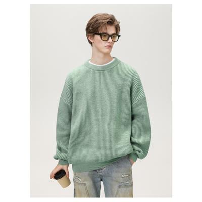 Autumn Winter Round Neck Solid Color Casual Fashion Sweater Male Vintage All-match Bottomed Knitting Pullover Top