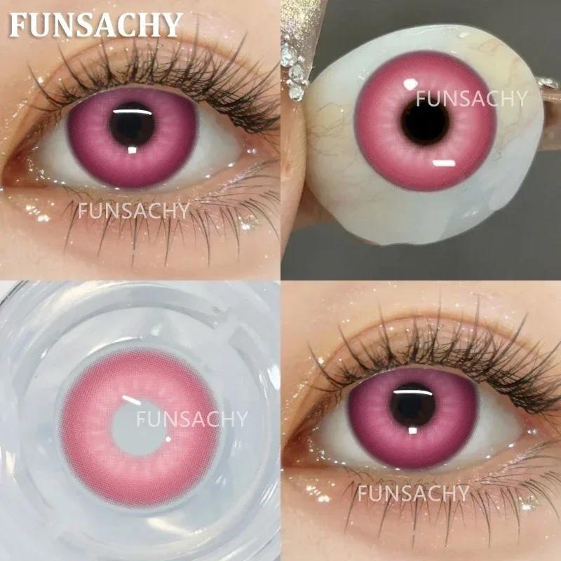 FUNSACHY 2pcs Blind White Contact Lenses for Cosplay Colored Black Contact Lens Red Color Eye Makeup for Halloween Beauty Pupils