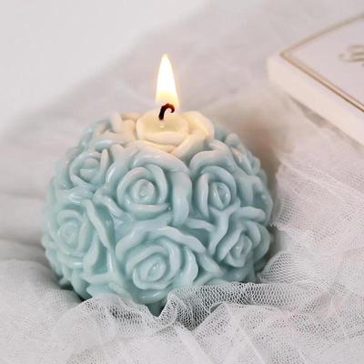 3D Rose Ball Candle Resin Silicone Mold Valentine's Day Casting , Creative Elegant Flower Candle Holder Suitable For DIY Can
