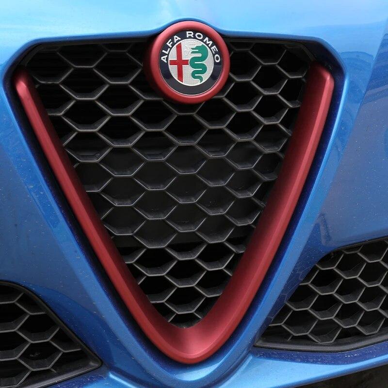 For Alfa Romeo Giulia Stelvio 2017 2018    2022 ABS Carbon Fiber/Red/Black Front Grill Decoration Frame Accessories