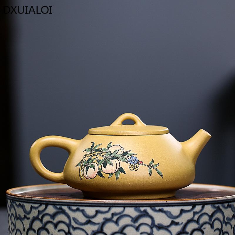 Painted Purple Clay Pot 200ml Teapot Handmade Kung Fu Tea Set Teapots Chinese Ceramic Kettle Gift High Quality Clay Pot