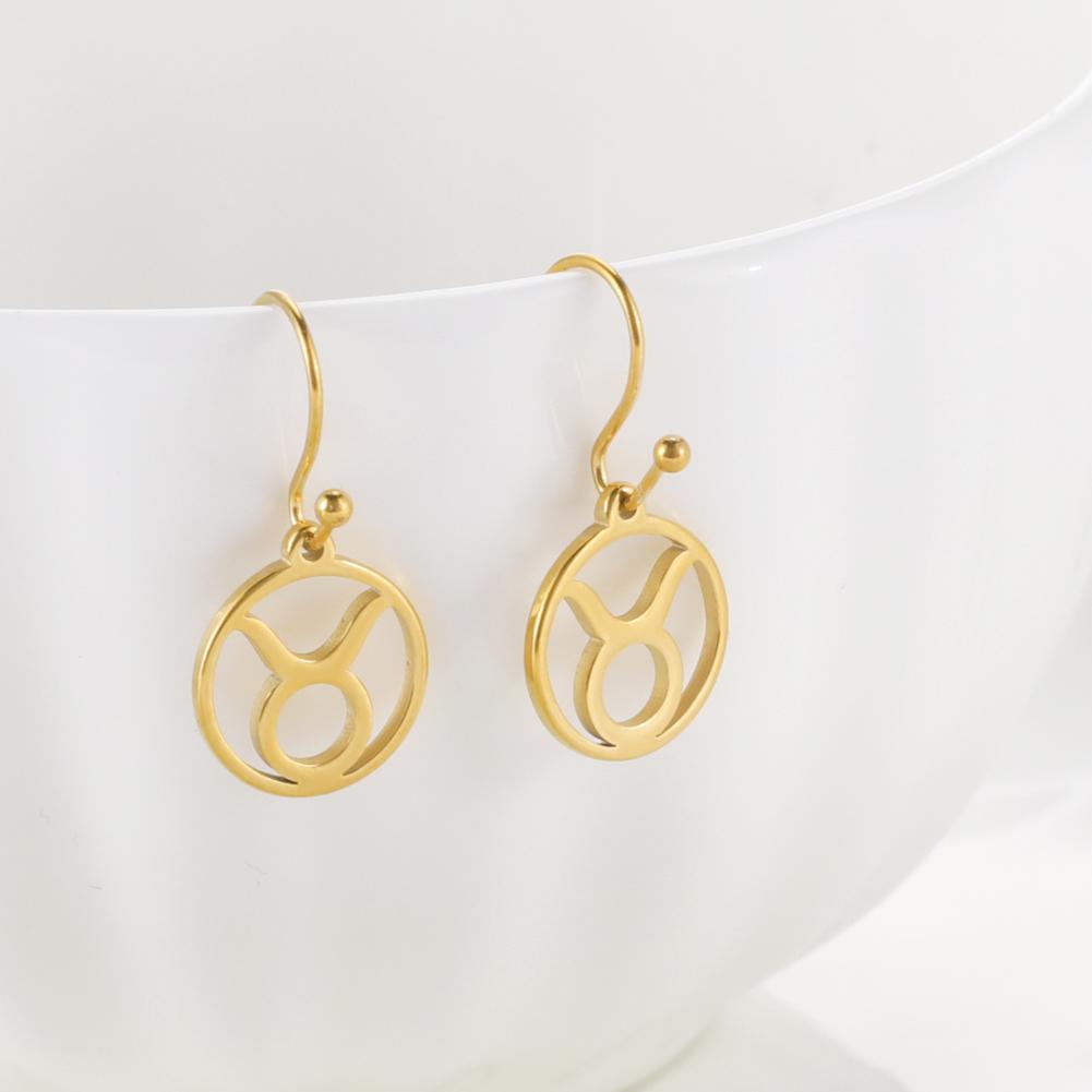 Teamer 12pcs/lot Zodiac Signs Charms Jewelry Making Stainless Steel Gold Color 12 Constellation Taurus Pendants Birthday Gifts