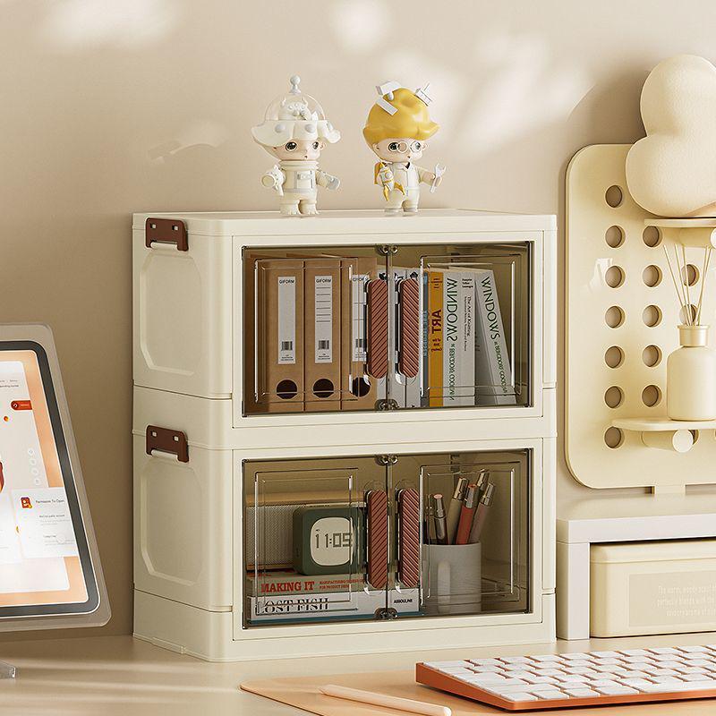 Wielowarstwowy Składany Plastikowy Stojak do Przechowywania Przekąsek i Drobiazgów z Podwójnymi Drzwiczkami