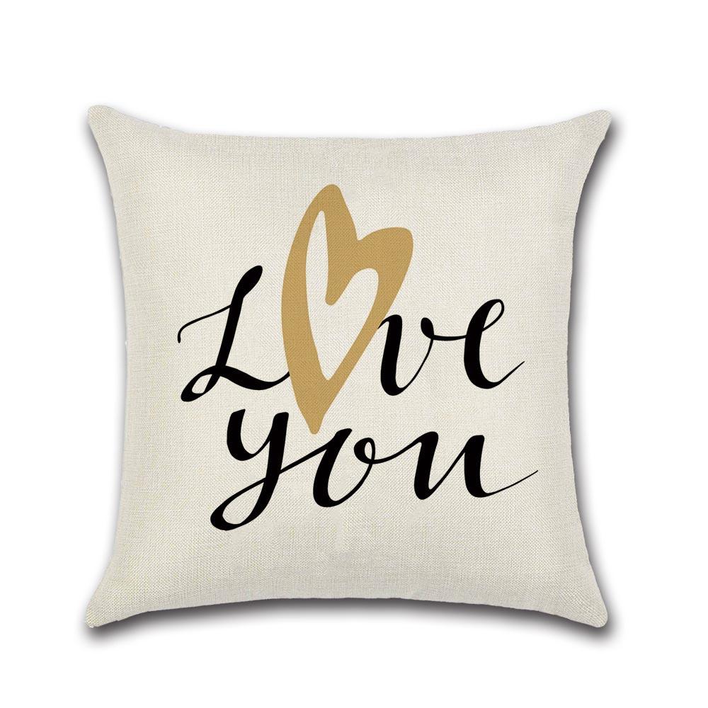 Creative Couple Cushion Cover Cotton Linen Throw Pillow Case For Sofa Lovers Valentine'S Day Decorative Pillowcase Cushion Cover