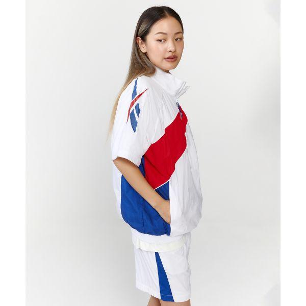 Reebok Stand Collar Color Block Short Sleeve Windbreaker Unisex Jackets White REJU4EA51WT