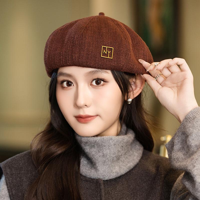 Autumn and Winter Hat Women's Retro Versatile Painter Hat British Style Octagonal Hat High End Temperament Beret Hat