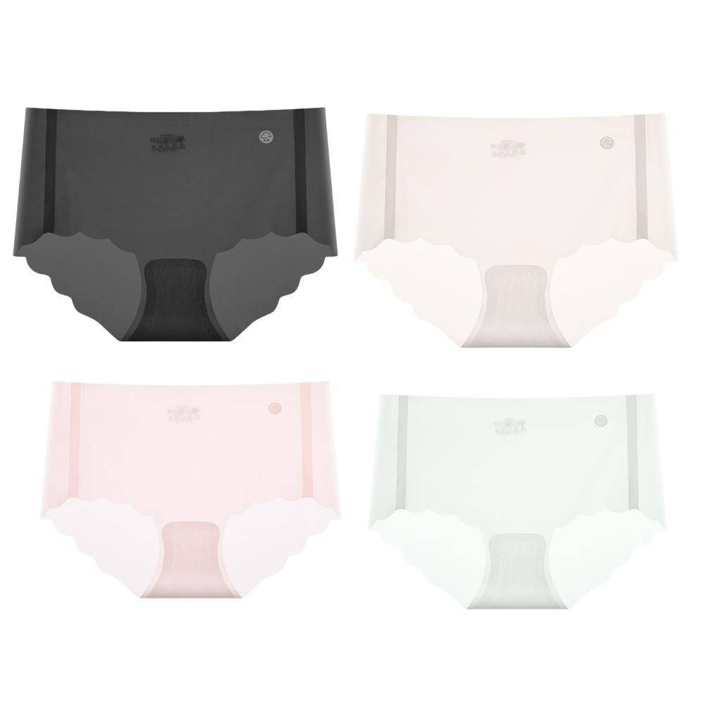4 Stück/Set Eis-Seiden-Slips Damen-Dessous Schnell trocknend Ultradünn Nahtlos Niedrige Taille Sommer-Unterwäsche Slips