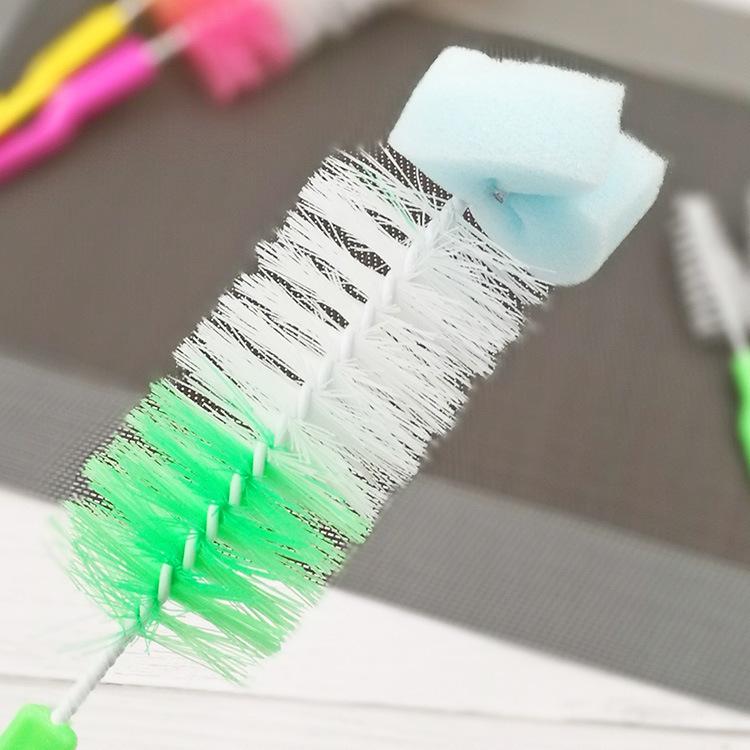Bottle Brush Pacifier Brush Set 2-piece Cup Brush Size Sponge Long Handle Cup Brush Nylon Cleaning Brush Bag