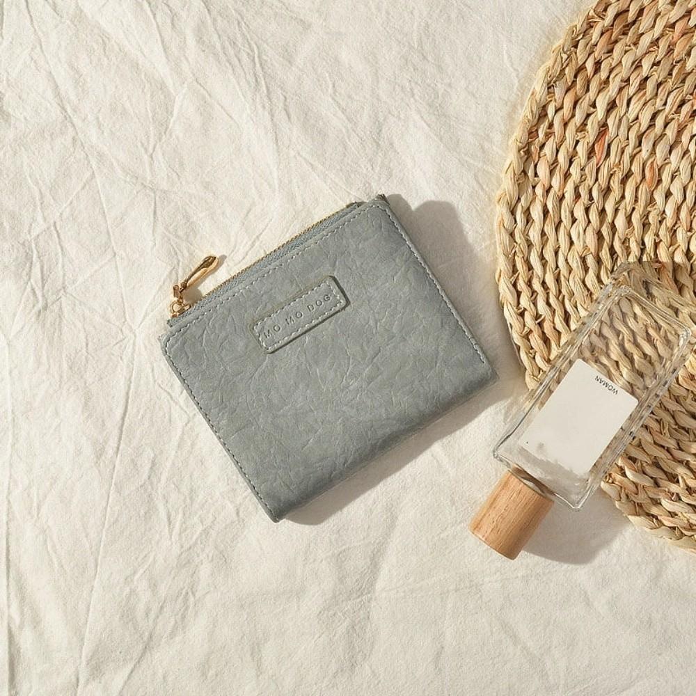 

Retro Leather Short Wallet Large capacity Solid Color Zipper Purse Small Card Bag Gift