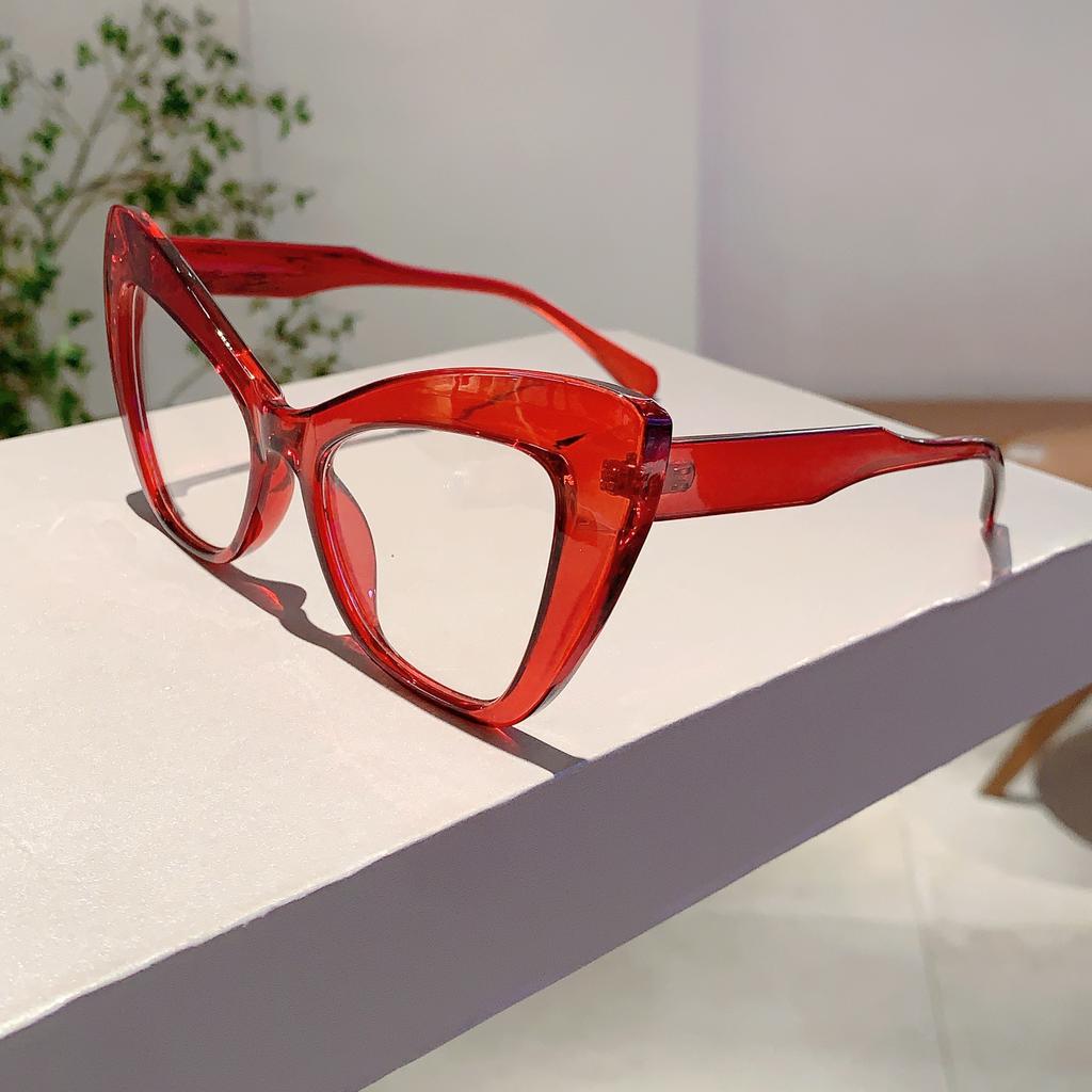Oversized Cat Eye Glasses Women Stylish Vintage Blue Light Blocking Eyewear Butterfly Shaped Candy Color Rim Eyeglasses