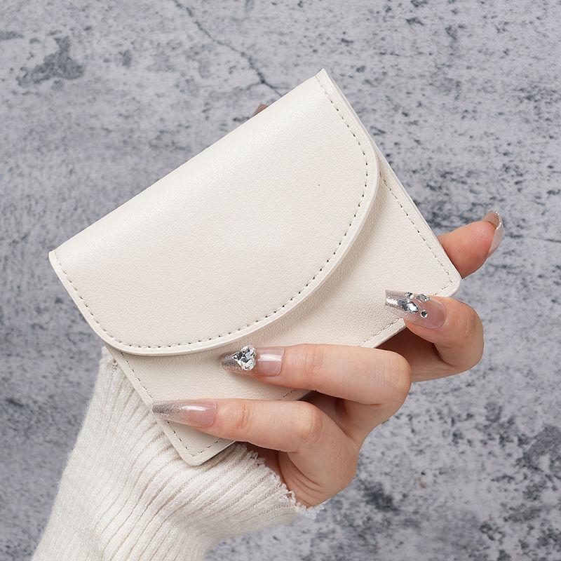 Korean Ins Style Short Small Card Holder  Portable  Compact  Solid Color  Simple Girl  New Pu Leather Id Coin Purse